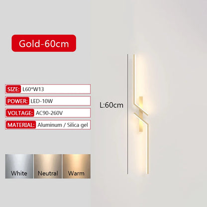 Long Strip LED Wall Lamp Modern Remote Control Dimming Living Roomdecor