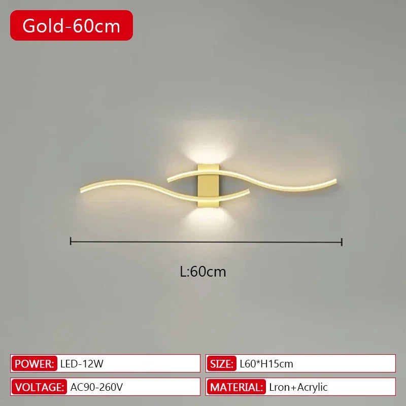 Long Strip LED Wall Lamp Modern Remote Control Dimming Living Roomdecor