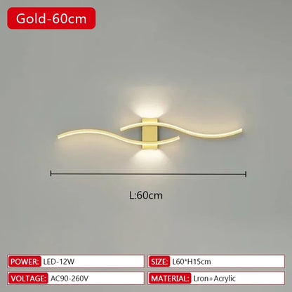 Long Strip LED Wall Lamp Modern Remote Control Dimming Living Roomdecor