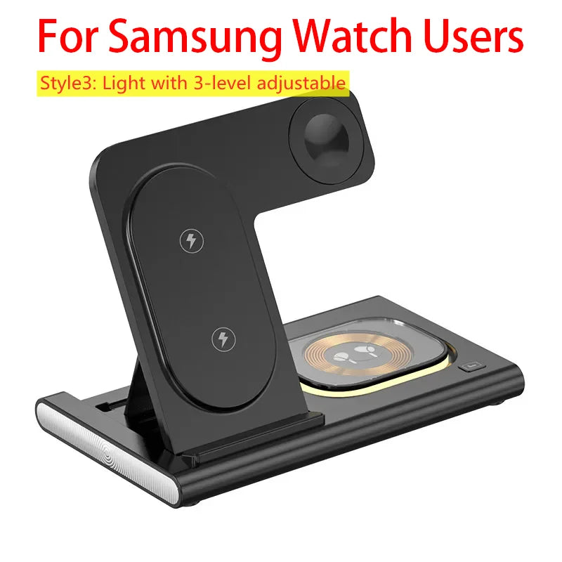 3 in 1 Wireless Charger Stand Pad Foldable Fast Charging
