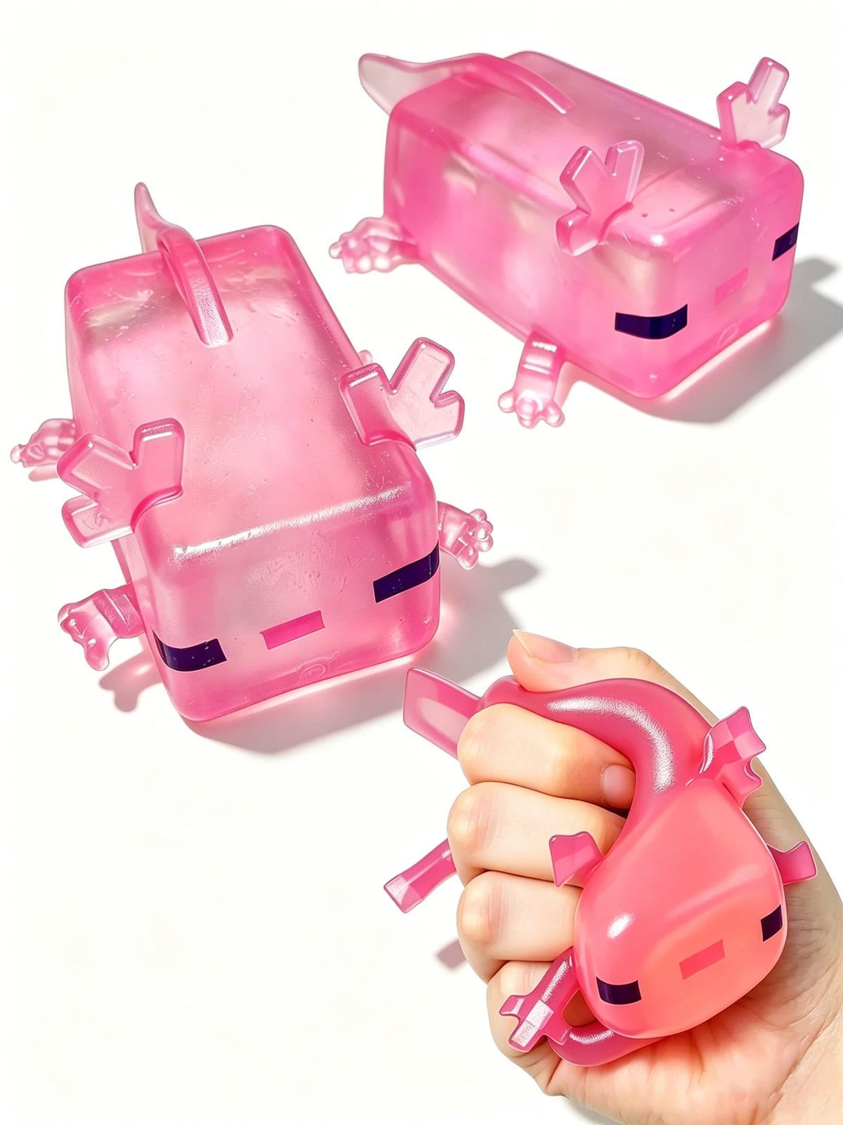 Transparent Cube Axolotl Squishy Toy Maltose Jelly Salamander