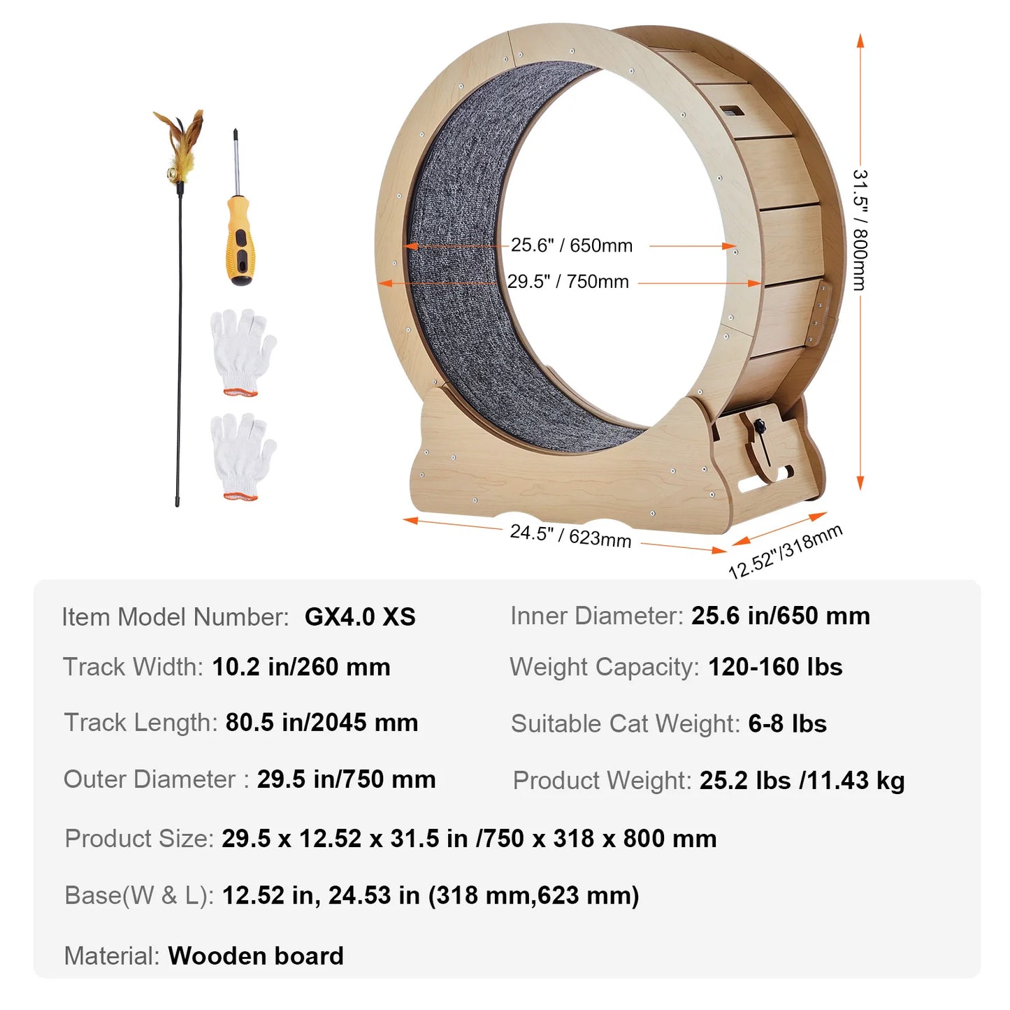 Wooden Cat Exercise Wheel Large Cat Treadmill Wheel