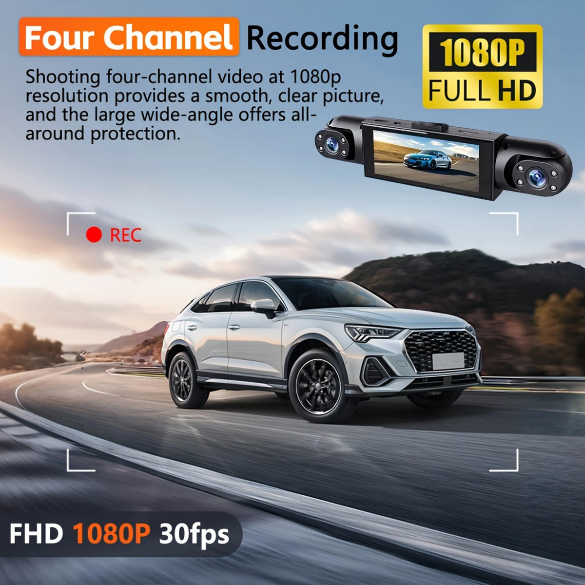 4 Channel Dash Cam 360° Car Video Recorder Black Box