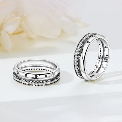 925 Sterling Silver Three-Ring Stackable Ring for Women