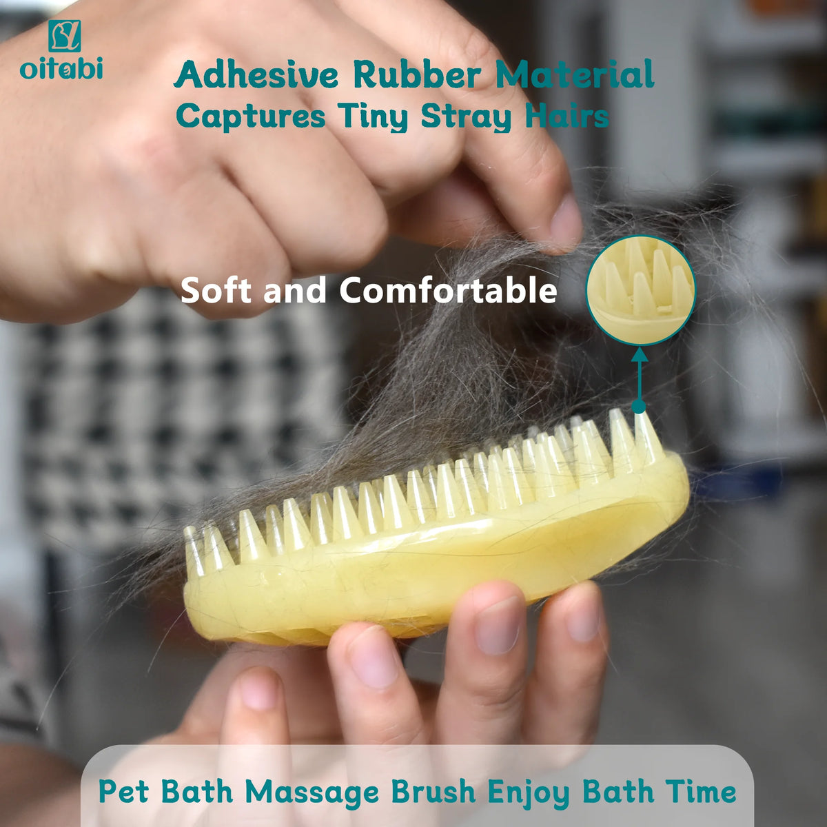 Pet Soft Rubber Brush for Short Hair Dogs Cats Shower