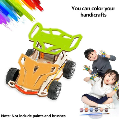 DIY Wooden Remote Control Car Mini Four-Wheel Drive
