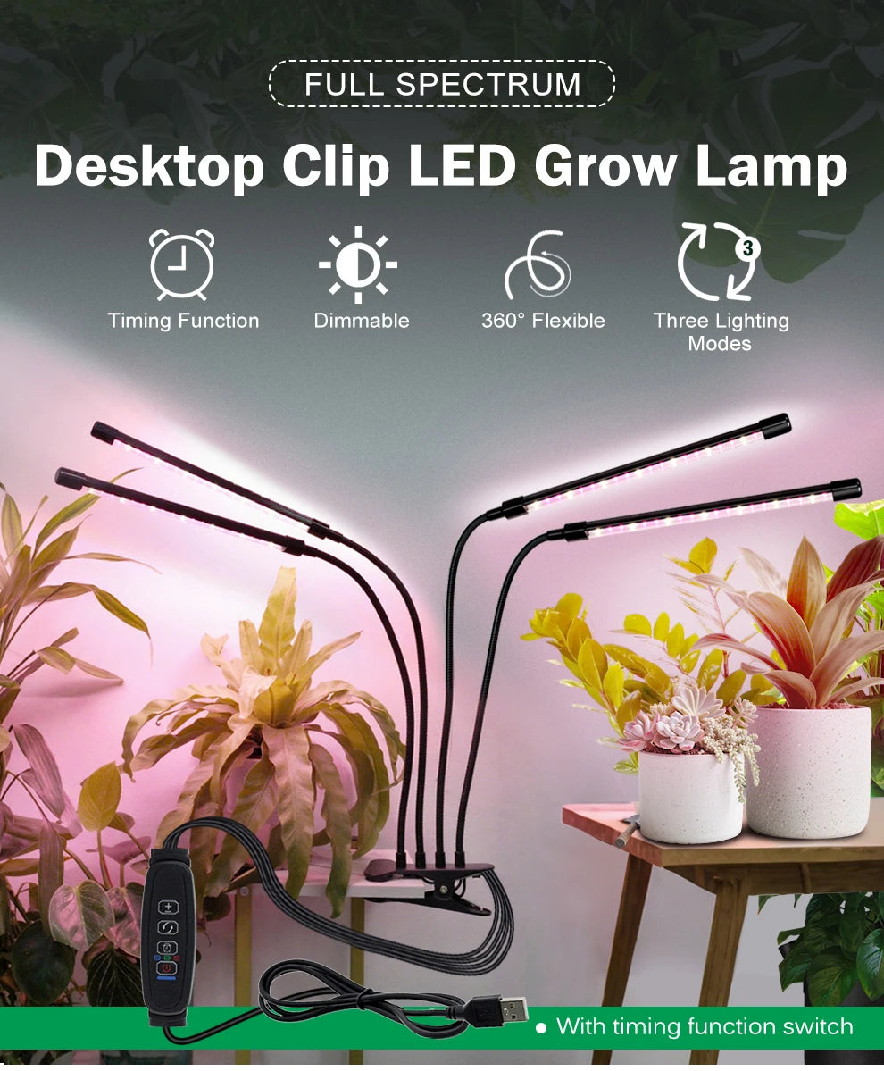 Clip-On LED Grow Light with Gooseneck