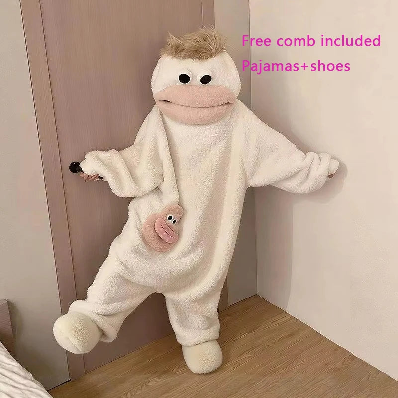 Cartoon Pajamas Autumn Winter Couple Set Wacky Bodysuit