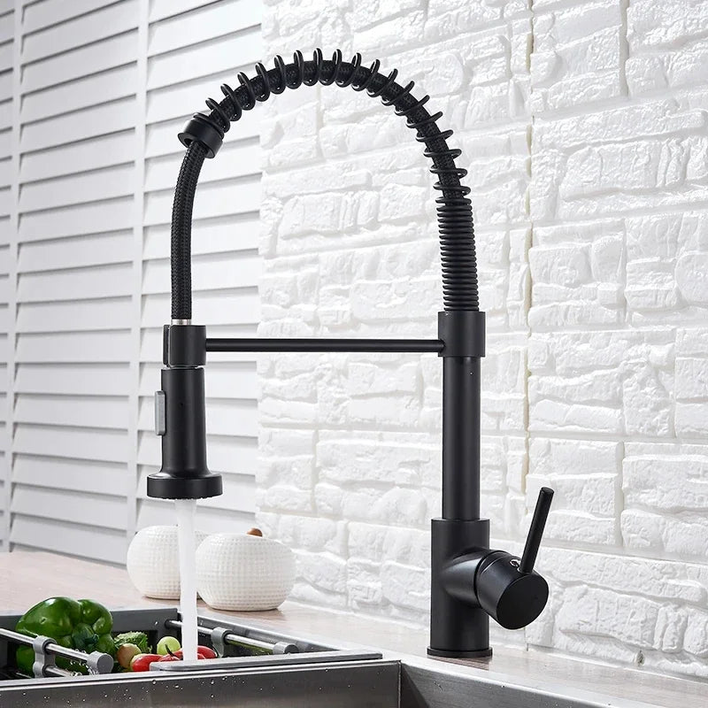 Spring Style Kitchen Faucet Brushed Nickel Faucet Pull Out