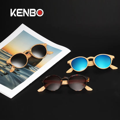 Kenbo Fashion Wood Grain Round Polarized Sunglasses