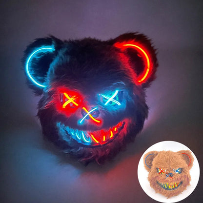LED Bloody Rabbit Mask Glowing Killer Black Bear Mask Halloween