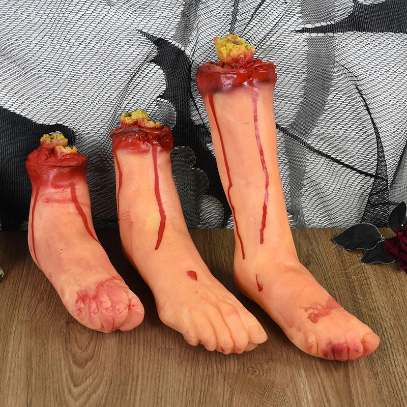 Horror Halloween Party Props Scary Bloody Fake Hand Finger Leg Foot Heart