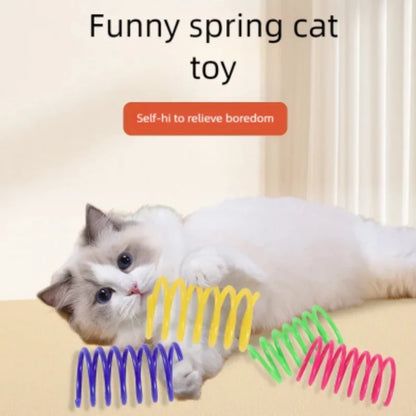 4/200Pcs Interactive Cat Spring Toy Spiral Colors