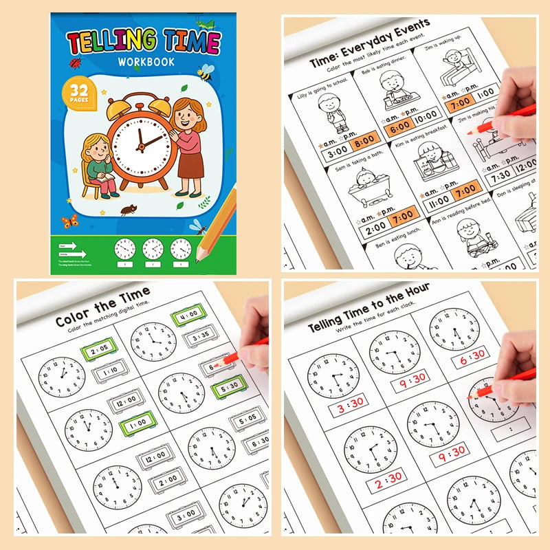 Children's Time Concept Practice Workbook, Suitable