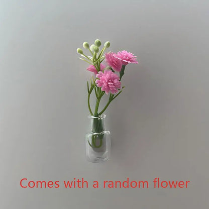 Magnetic Glass Vase Set - Mini Plant Pot Magnets for Refrigerator