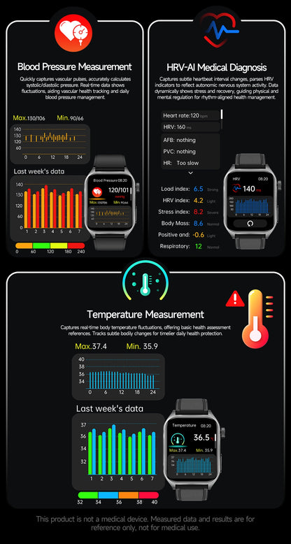 New Laser Treatment Three High Smart Watch Men ECG Heart Rate