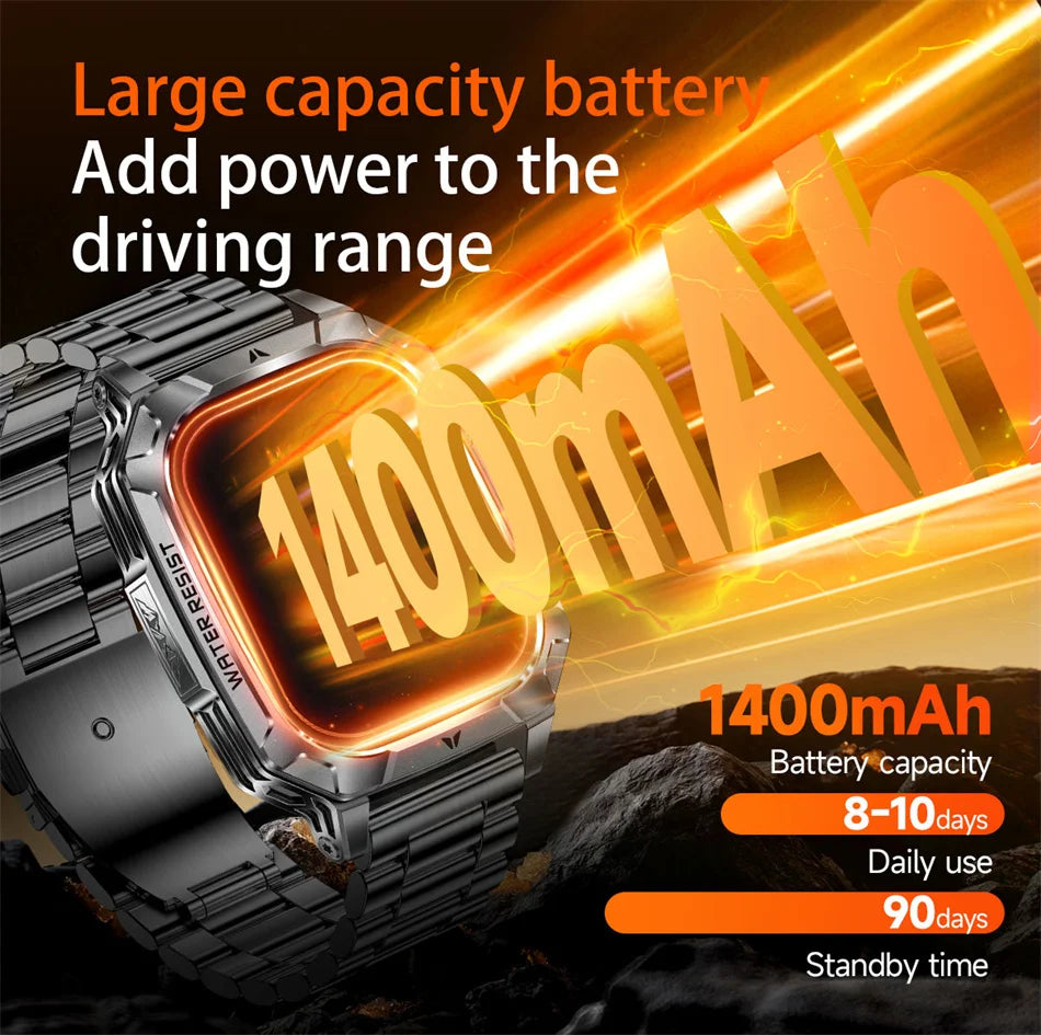 1400mAh Super Battery Durable Adult Smart Watch 2.01 inch