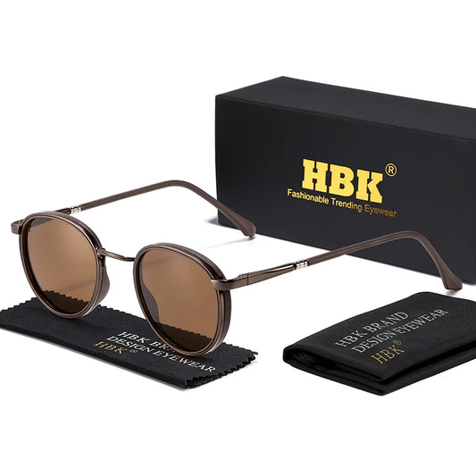 HBK TRetro Punk Men's Polarized Sunglasses Round Design