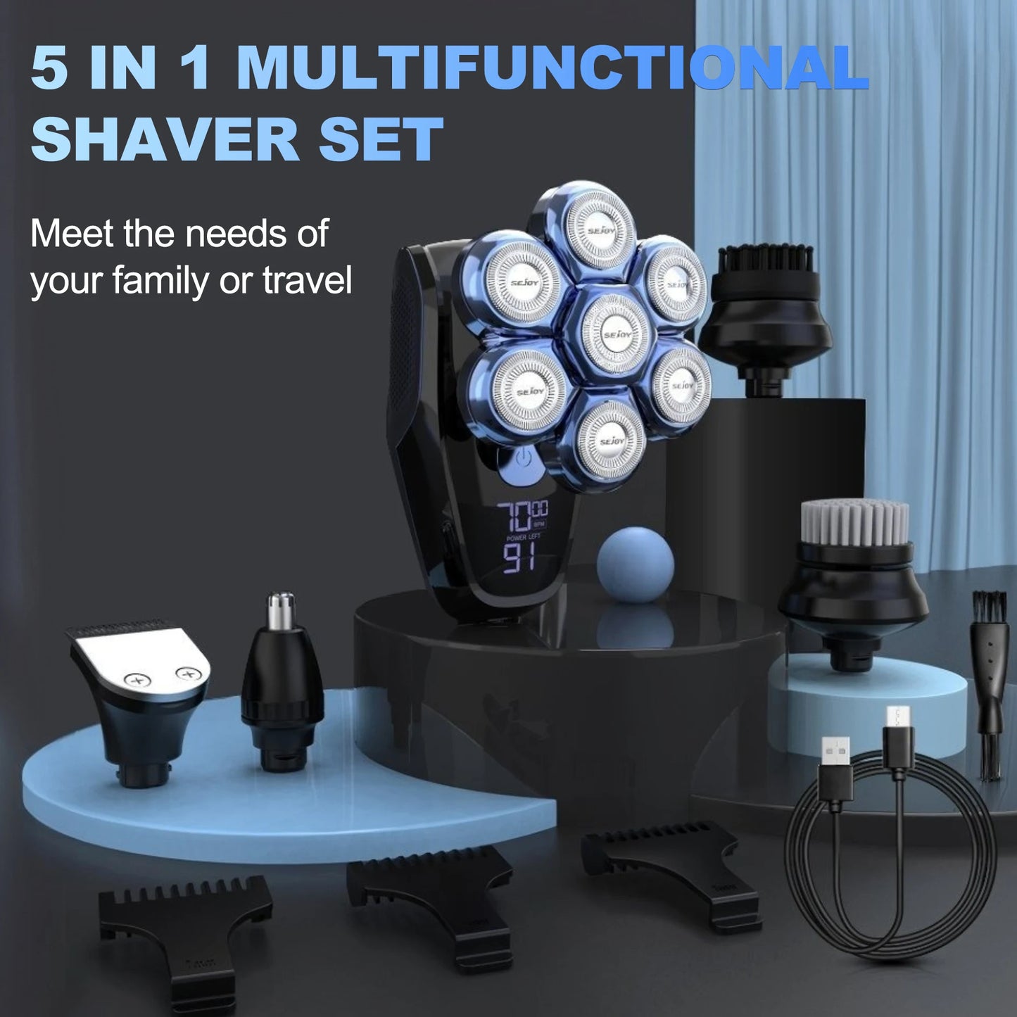 6-in-1 7D Head Shavers for Bald Men Electric Razor