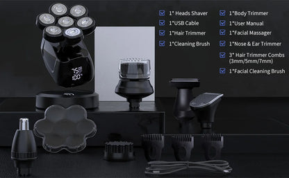 Electric Shaver for Men 7D Magnetic Floating Wet/Dry Head Razor