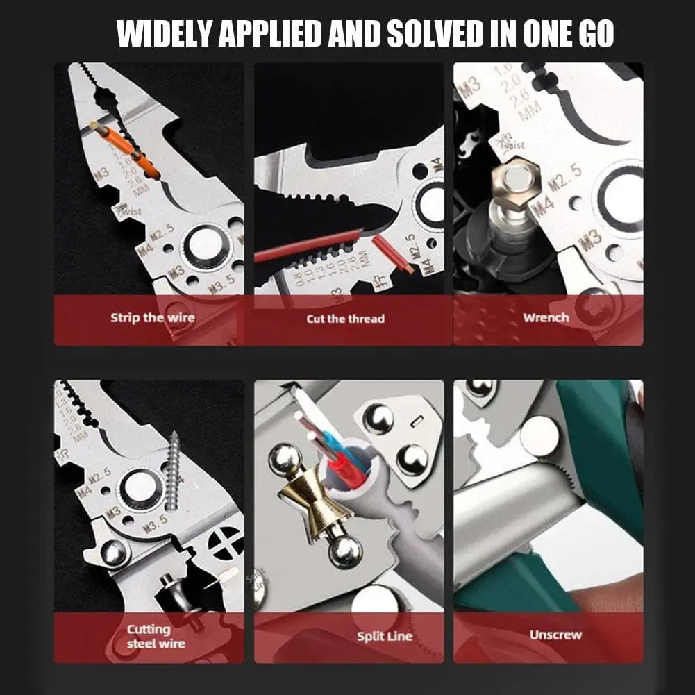 Foldable 18-in-1 Wire Stripping Pliers Crimping Tool