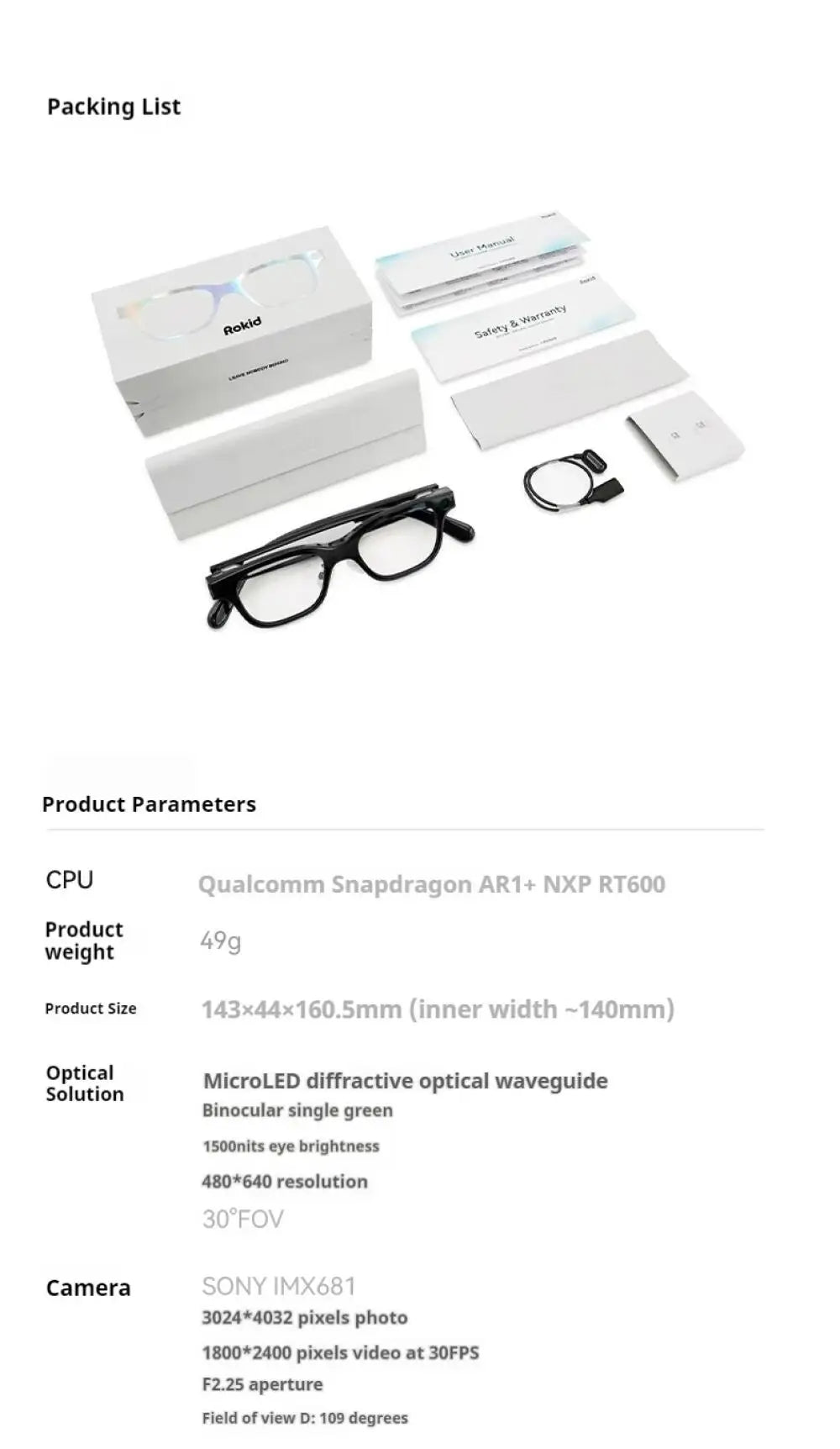 New Rokid Glasses Leqi AI&AR Glasses-49g Ultra-Light