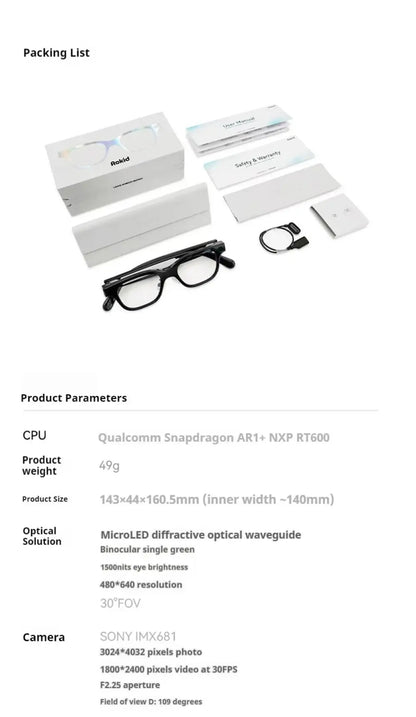 New Rokid Glasses Leqi AI&AR Glasses-49g Ultra-Light