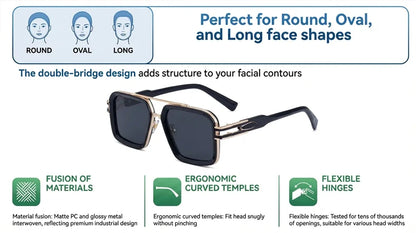 Oversized Steampunk Square Sunglasses Men Big Luxury Brand