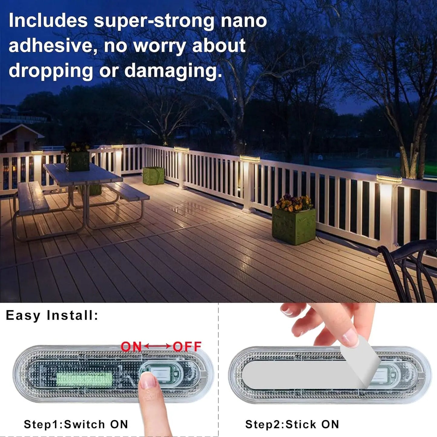 4 Pack Solar Deck Lights Outdoor Step Lights