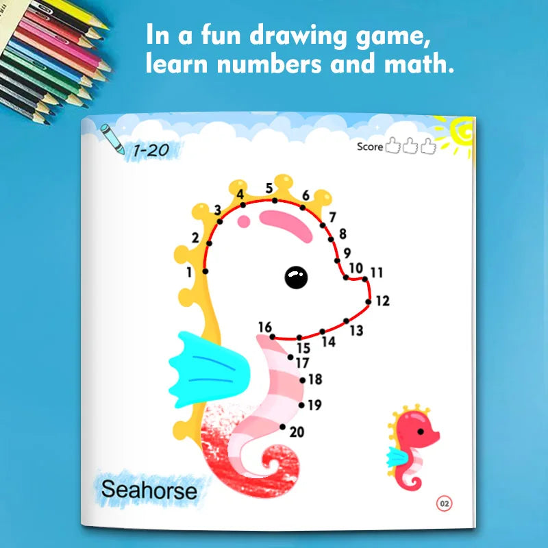 Line drawing, children's doodle books, learning numbers