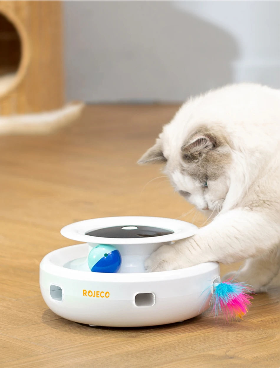 2 in 1 Smart Cat Toys Automatic Feather Fun Ball Toy Set