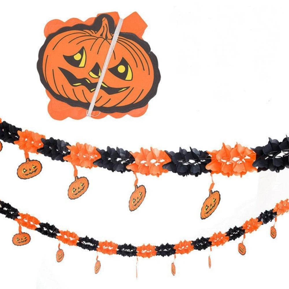 Halloween Paper Banner Spider Pumpkin