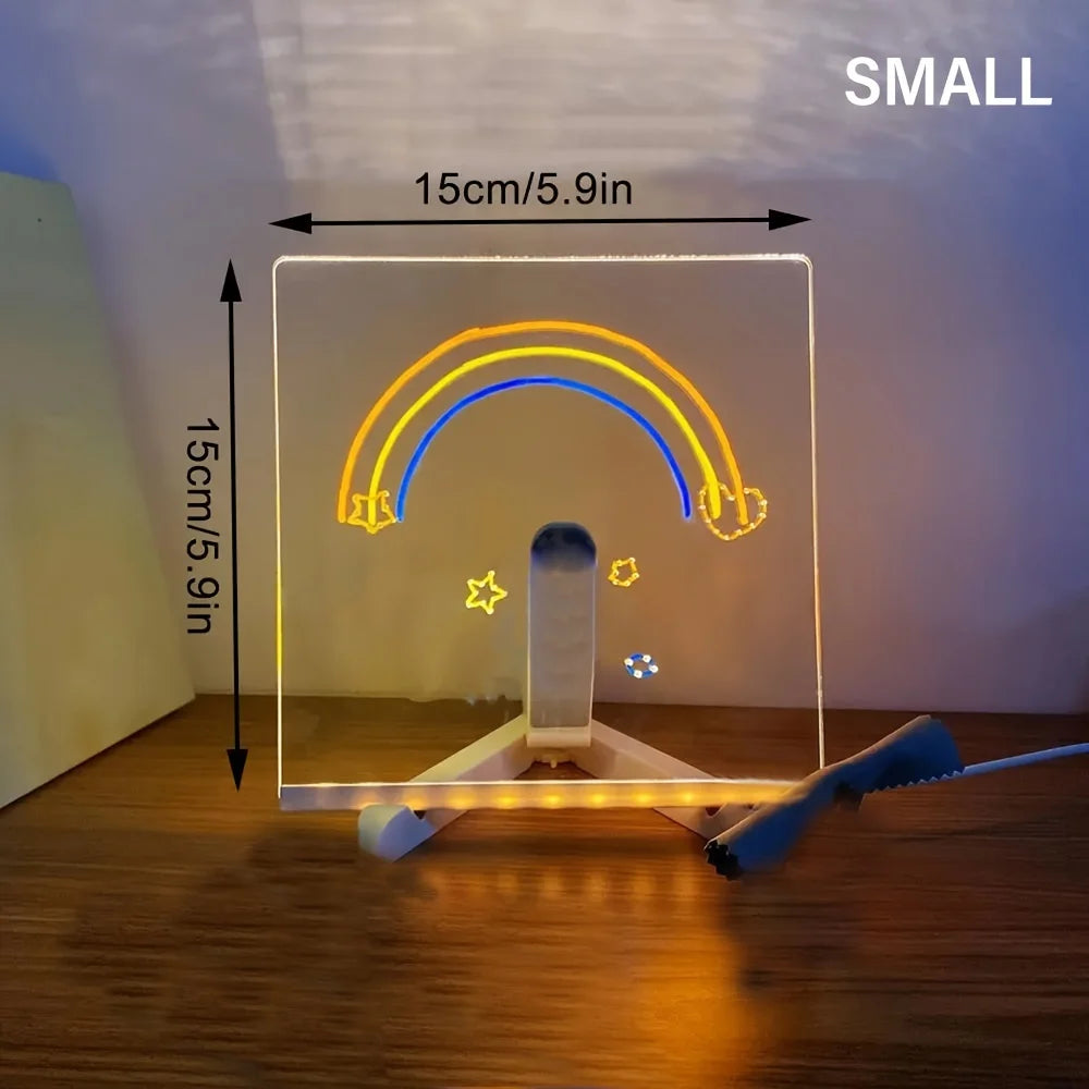 LED Note Board DIY Acrylic Night Light 7 Pens Drawing Board