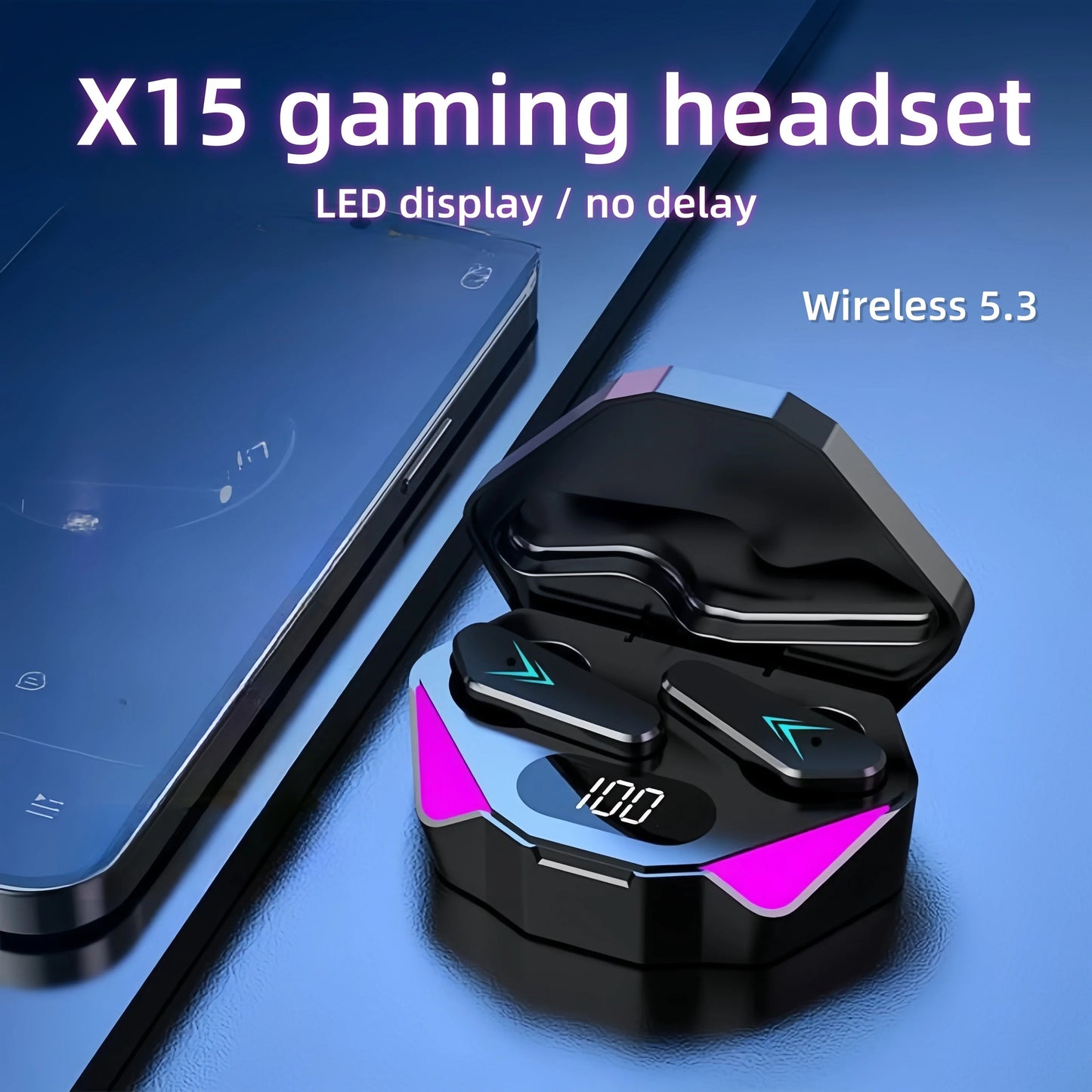 X15 TWS Wireless Bluetooth Headset LED Display Gamer