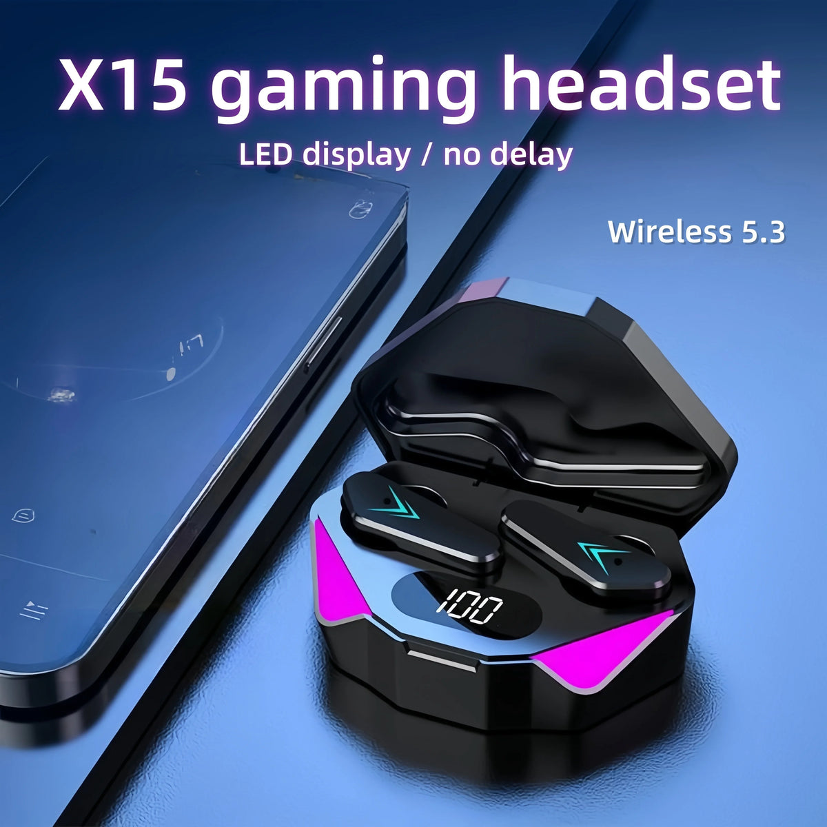 X15 TWS Wireless Bluetooth Headset LED Display Gamer Earbuds