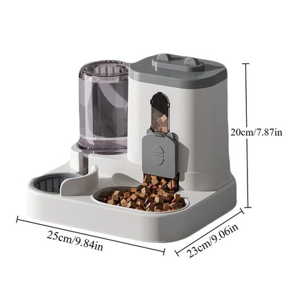 Cat Bowl Automatic Feeder with Spill Proof Design with Water Fountain