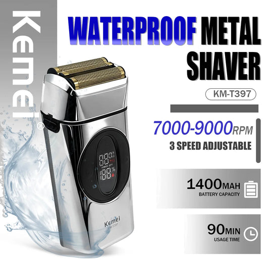 Kemei Beard Trimmer Professional Hair Trimmers IPX7 Beard Shaver