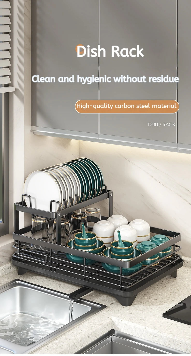 Stainless Steel Dish Drying Rack Adjustable Kitchen Plates