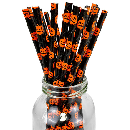 25/50/100pcs Halloween Theme Disposable Paper Straws