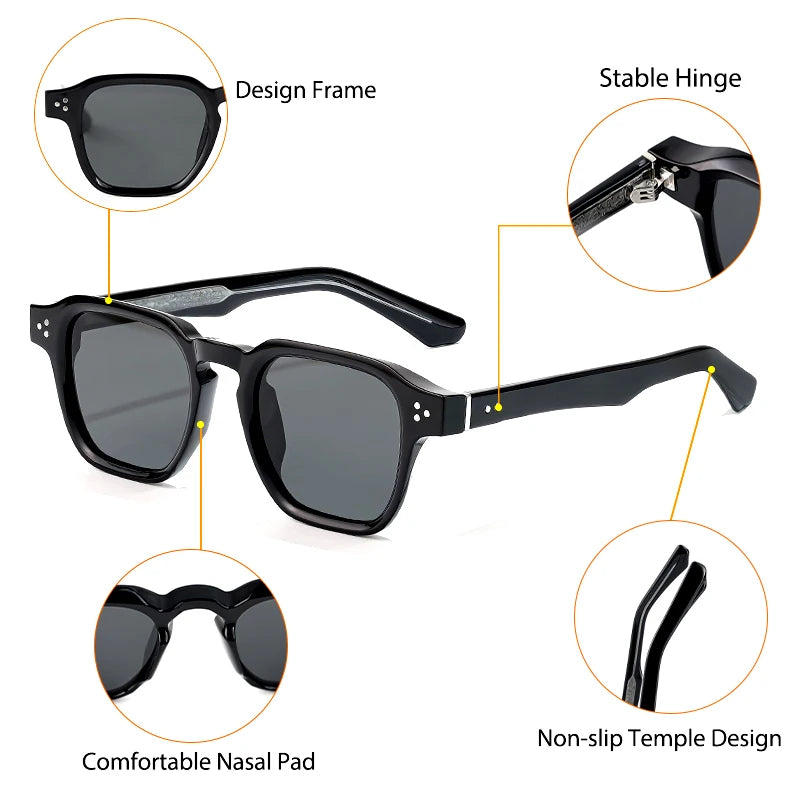 Square Fashion Sunglasses Men Core Insert Temple