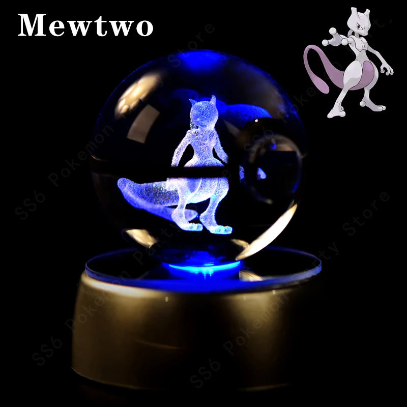 Pokemon Crystal Ball 3D Mewtwo Pikachu Gift