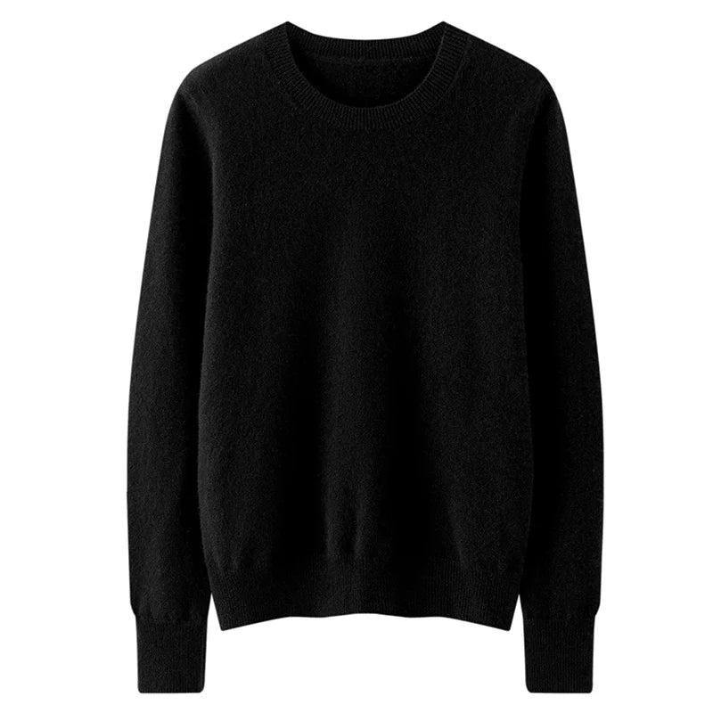 100% Pure Goat Cashmere Knitted Pullovers O-Neck