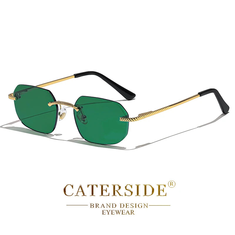 New Retro Rimless Sunglasses Men's Polygon Brand Designer