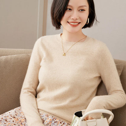100% Pure Goat Cashmere Knitted Pullovers O-Neck