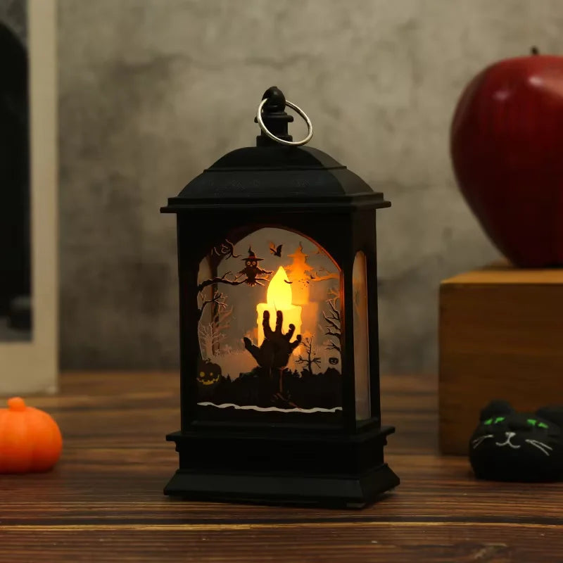 Portable Pumpkin Ghost Castle Lantern Lamp Hanging LED Jack-O-Lanterns