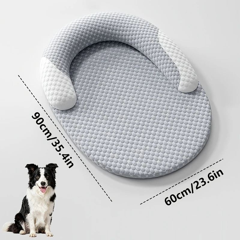 Summer Ice Silk Cooling Dog Bed Oval Breathable Heat Dissipation