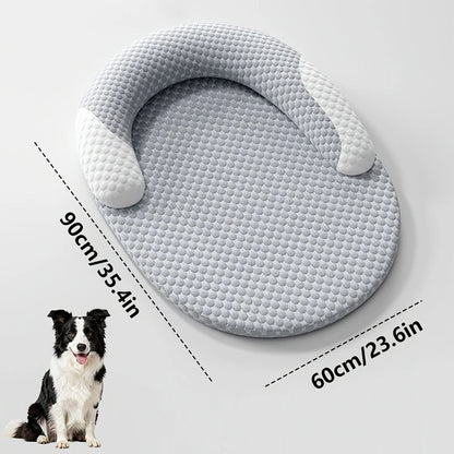 Summer Ice Silk Cooling Dog Bed Oval Breathable Heat Dissipation