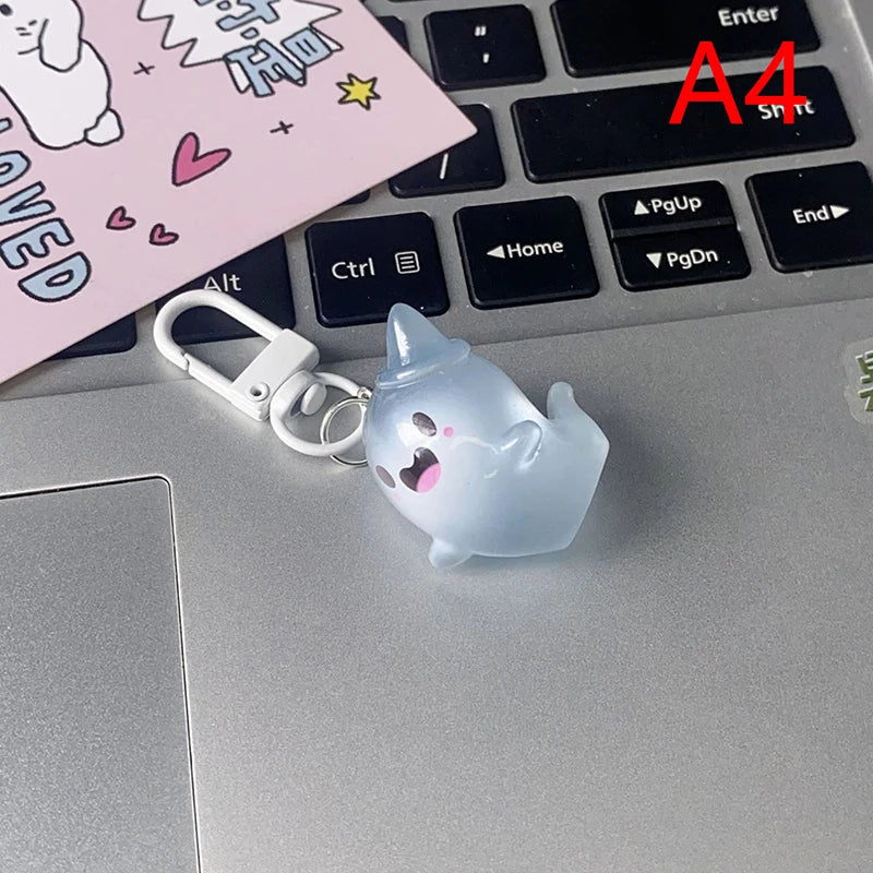 Luminous Halloween Ghost Key Chain Cartoon Jelly Doll