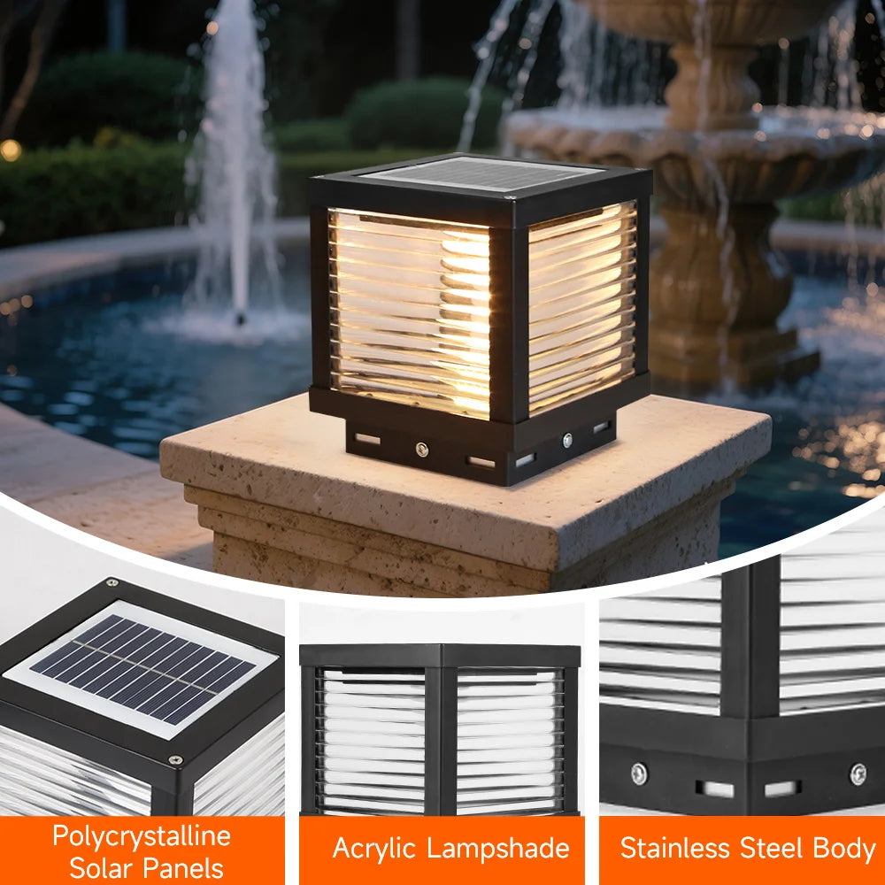 Outdoor Lighting Pillar Lights Remote Control Solar Chapiter Lamp