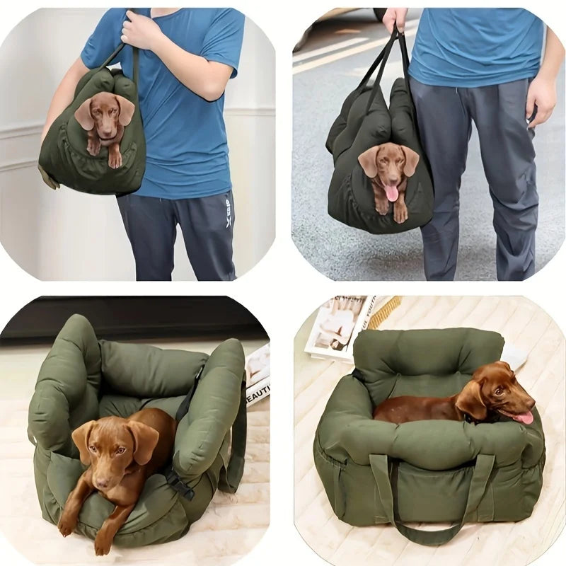 Dog Car Seat with Safety Belt - Non-Slip Pet Car Bed for Small Dogs,